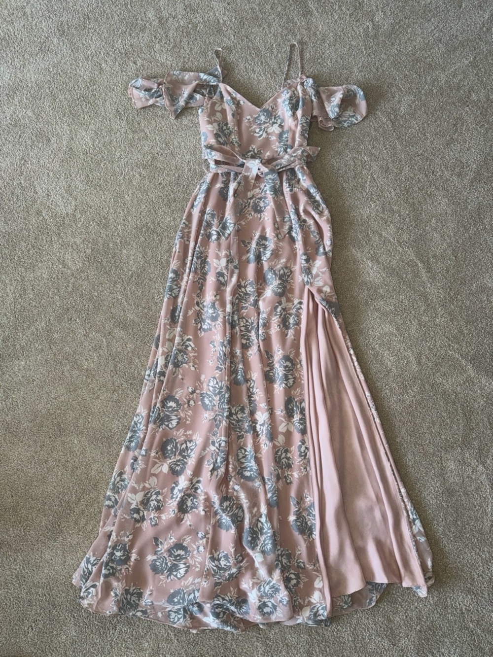 Lovers + Friends Blush Pink Floral Cold-Shoulder Maxi Dress